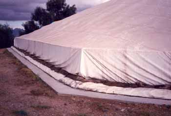 Cyprus bunker Sand-snakes sealing under and overliner behind concrete wall